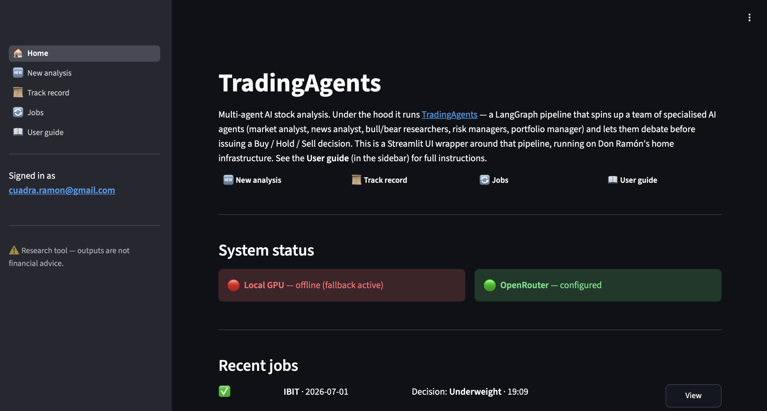 Trading Research Bot — Streamlit UI